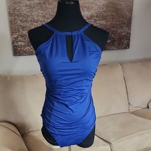 Ralph Lauren Blue Swimsuit With Gold Accents